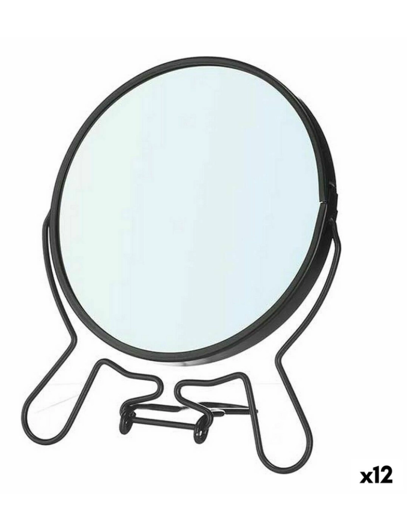 Berilo - Espelho de Aumento Preto Ferro 13 x 15,3 x 1,5 cm (12 Unidades)