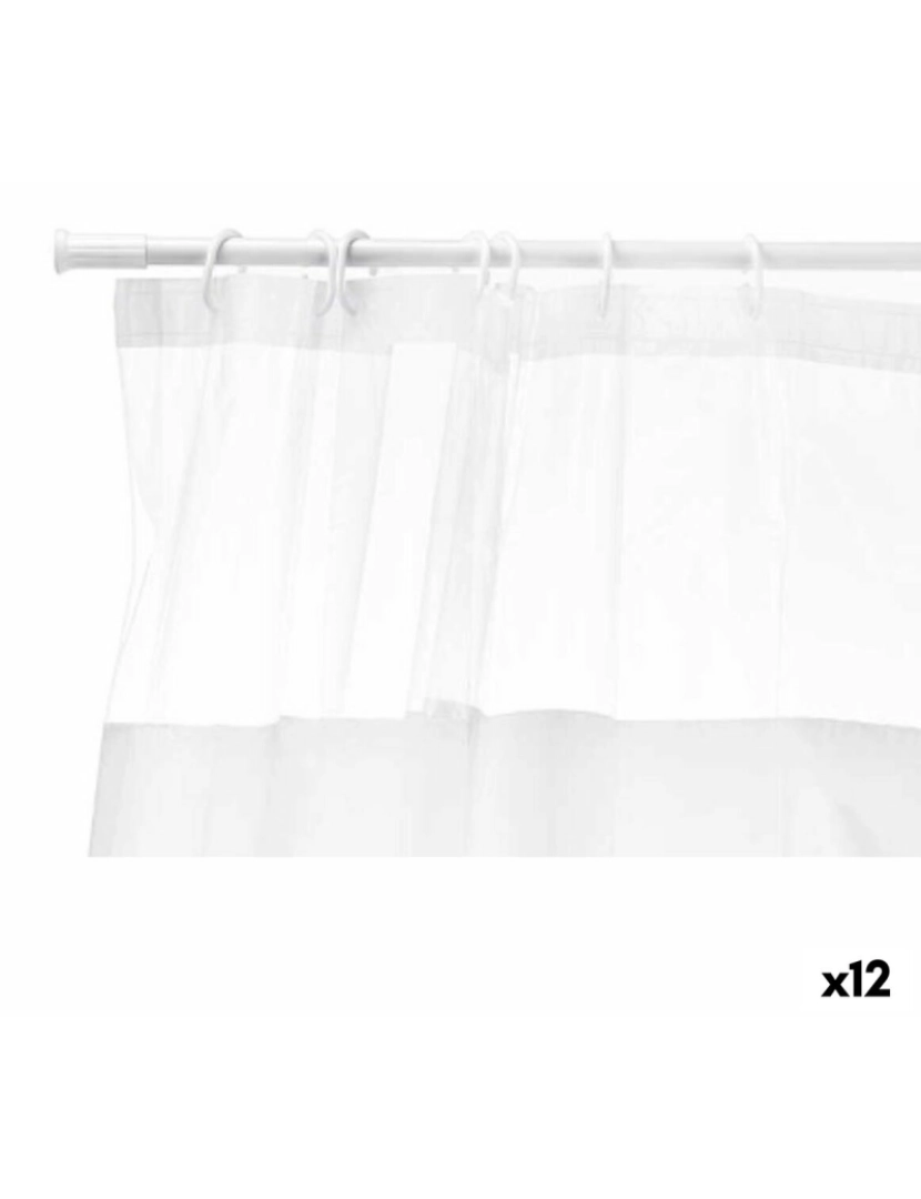 Berilo - Cortina de Duche 180 x 180 cm Transparente Branco Plástico PEVA (12 Unidades)