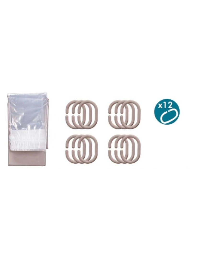 imagem de Cortina de Duche Transparente 180 x 180 cm Bege Plástico PEVA (12 Unidades)3