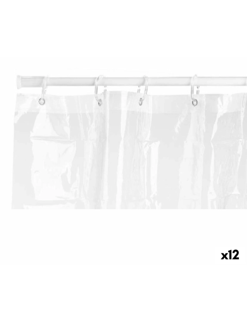 Berilo - Cortina de Duche 180 x 180 cm Plástico PEVA Transparente (12 Unidades)