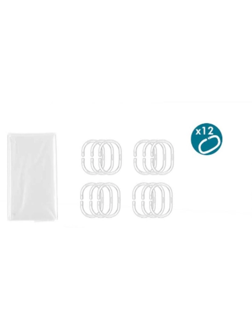 imagem de Cortina de Duche 180 x 180 cm Plástico PEVA Transparente (12 Unidades)3