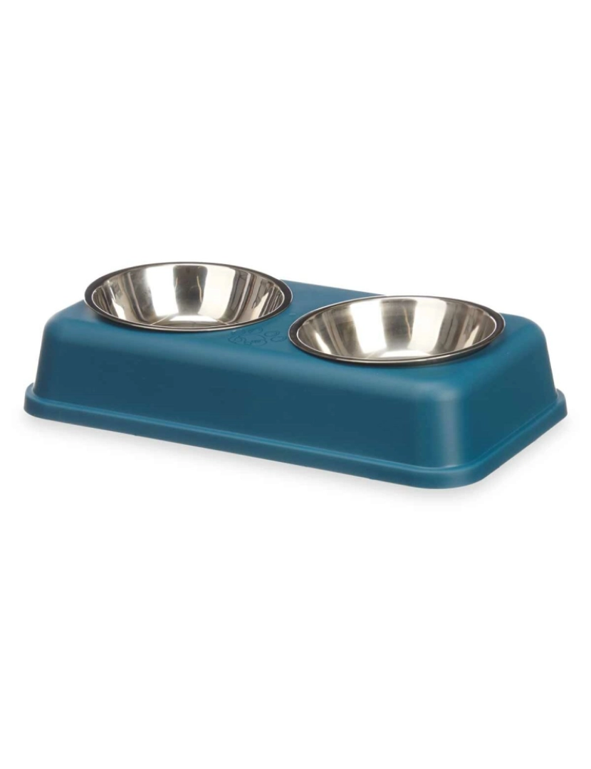 imagem de Comedouro para Gato Duplo Azul Metal 35 x 7,5 x 19 cm (12 Unidades)2