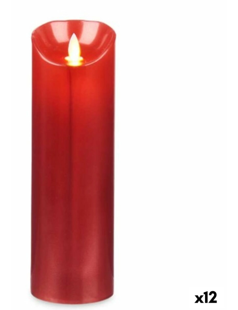 Acorde - Vela LED Vermelho 8 x 8 x 25 cm (12 Unidades)