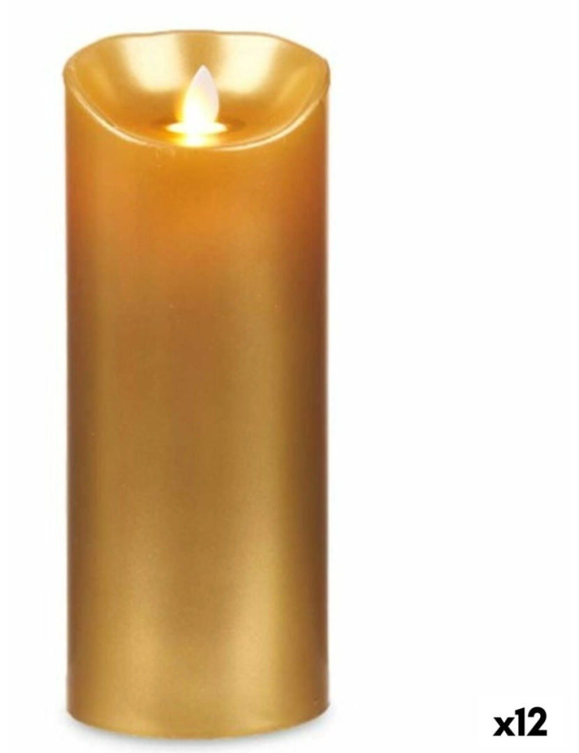 Acorde - Vela LED Dourado 8 x 8 x 20 cm (12 Unidades)
