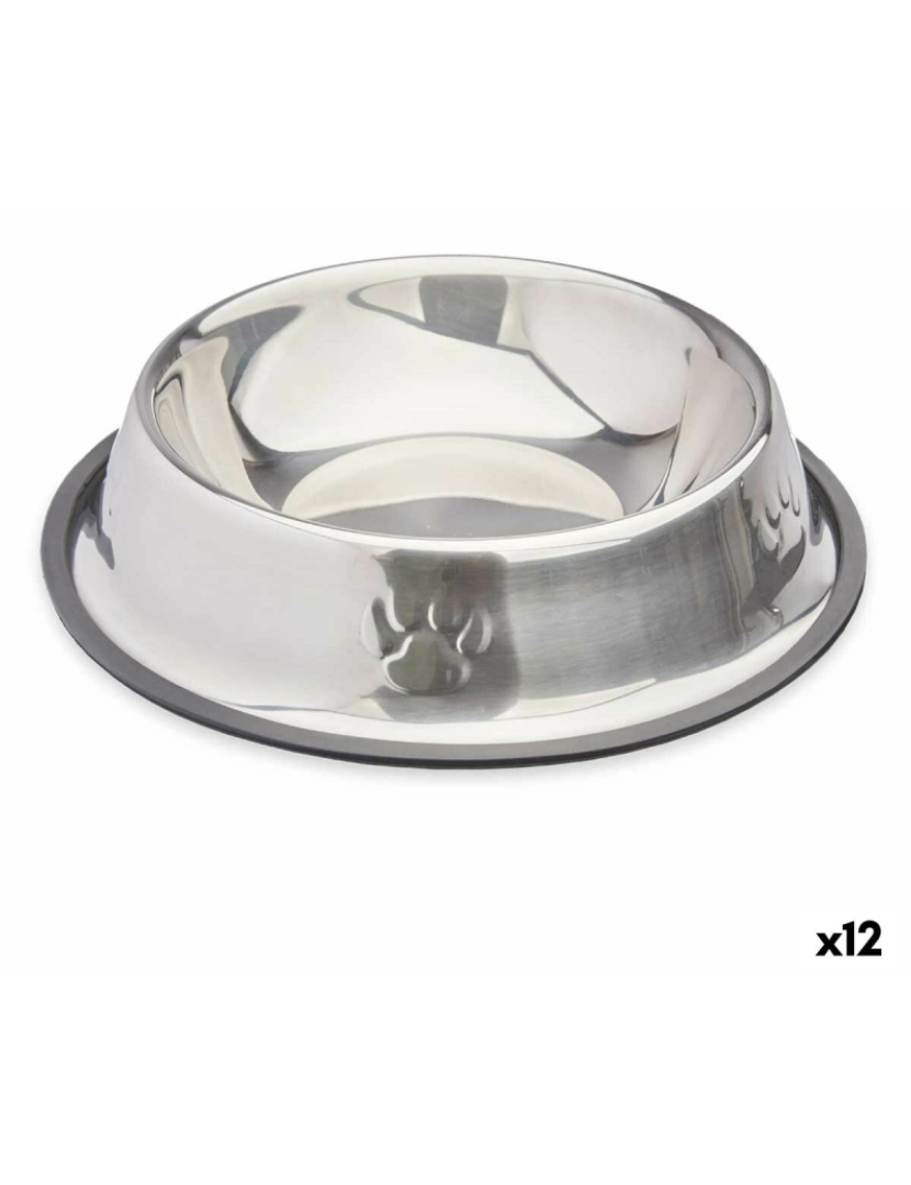 Mascow - Comedouro para Cão Prateado Cinzento Borracha Metal 26 x 7 x 26 cm (12 Unidades)