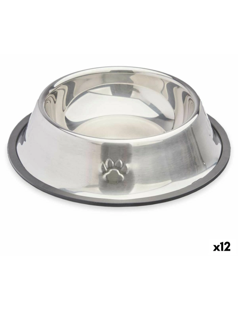 Mascow - Comedouro para Cão Prateado Cinzento Borracha Metal 22 x 6 x 22 cm (12 Unidades)