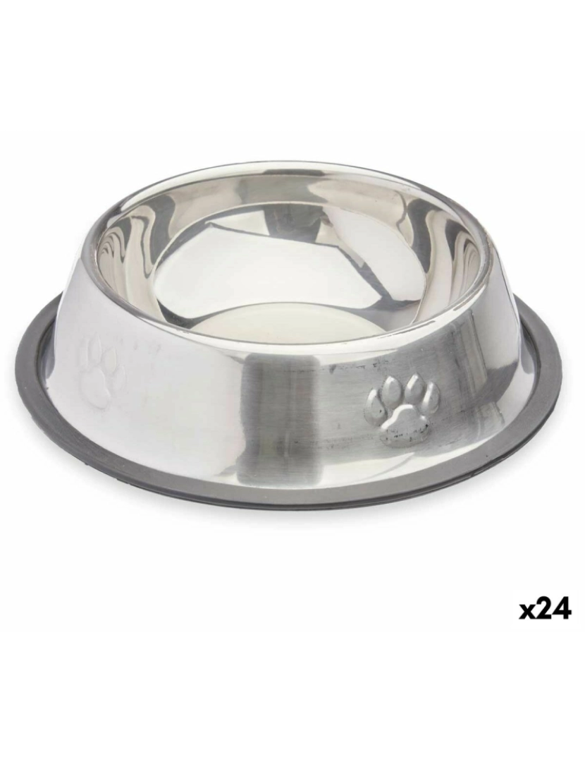 Mascow - Comedouro para Cão Prateado Cinzento Borracha Metal 35 x 0,03 x 25 cm (24 Unidades)