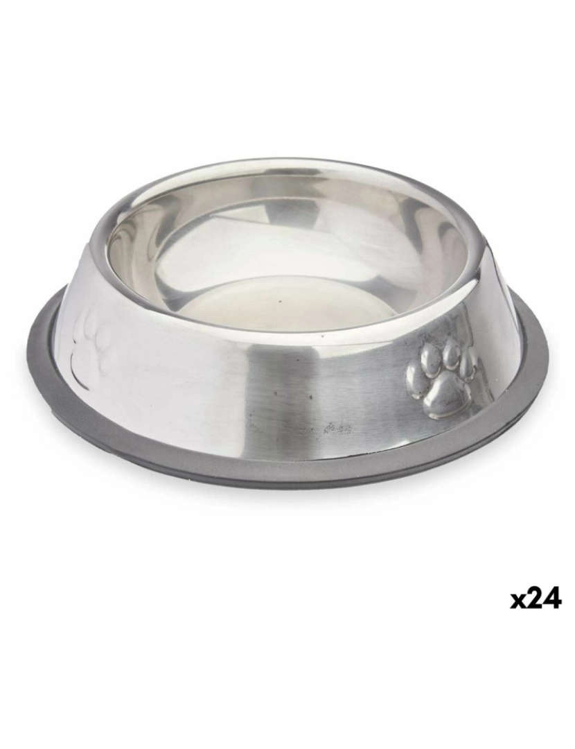 Mascow - Comedouro para Cão Prateado Cinzento Borracha Metal 15 x 4 x 15 cm (24 Unidades)