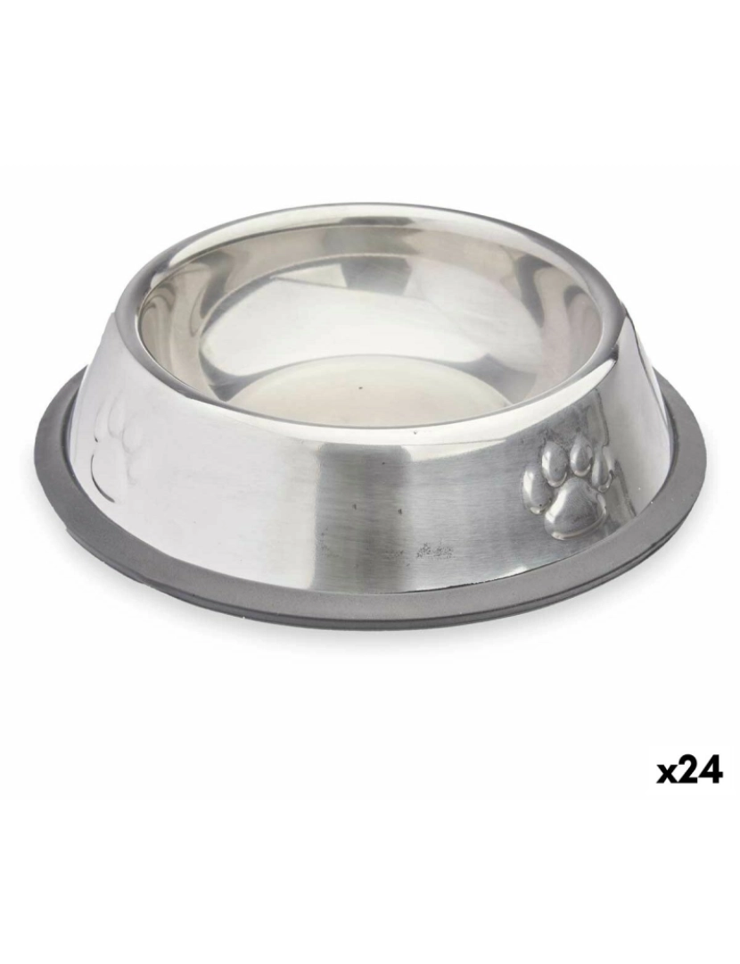 imagem de Comedouro para Cão Prateado Cinzento Borracha Metal 15 x 4 x 15 cm (24 Unidades)1