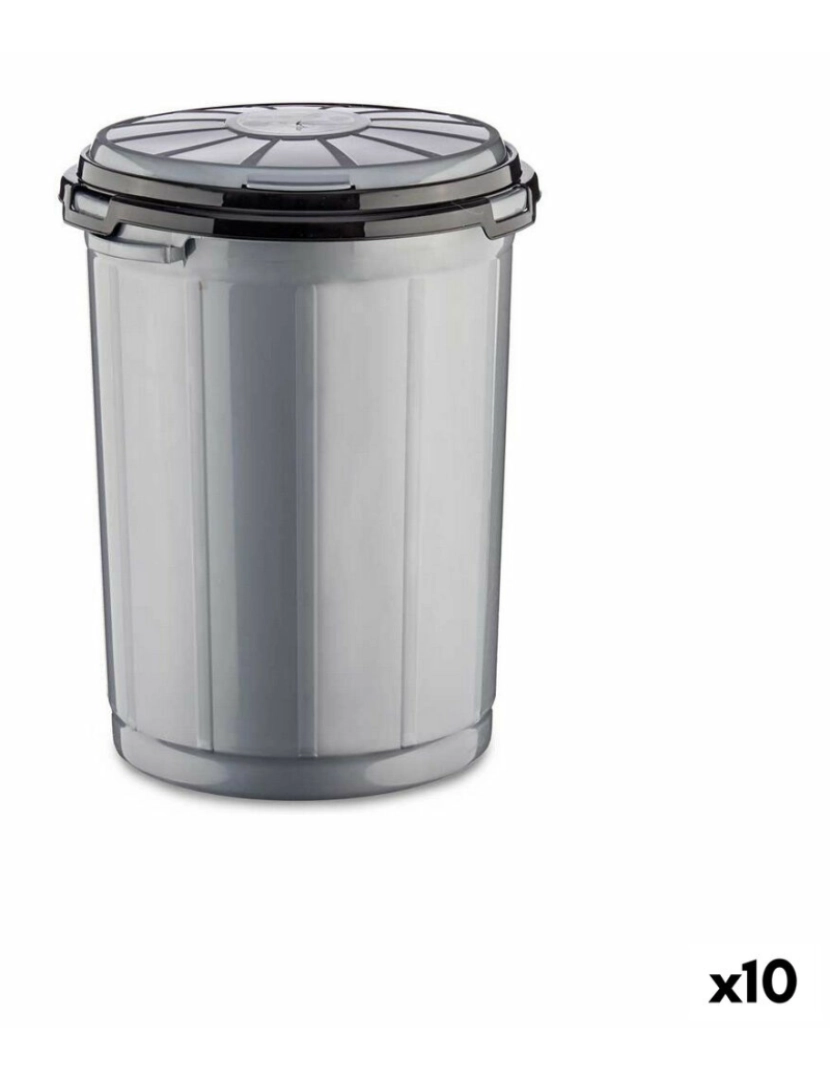 Kipit - Balde de Lixo Cinzento Plástico 35 L (41 x 44 x 43 cm) (10 Unidades)