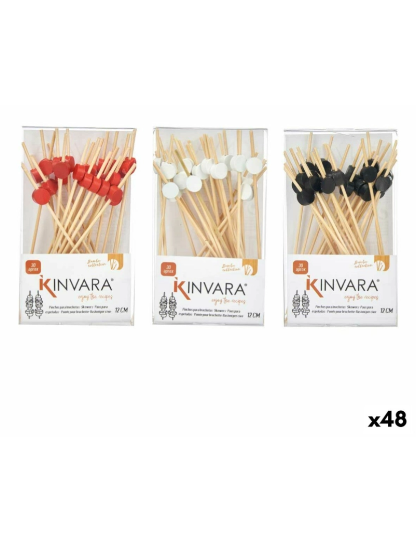 Kinvara - Palitos de Bambu Conjunto Bambu 7 x 3 x 12 cm 12 x 0,5 x 1 cm (48 Unidades)