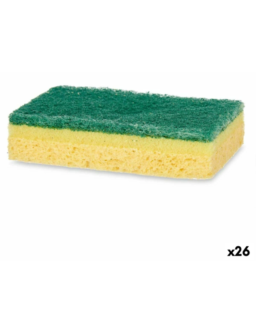 imagem de Conjunto de esfregões Verde Amarelo Cellulose Fibra abrasiva (10,5 X 6,7 X 2,5 cm) (26 Unidades)1