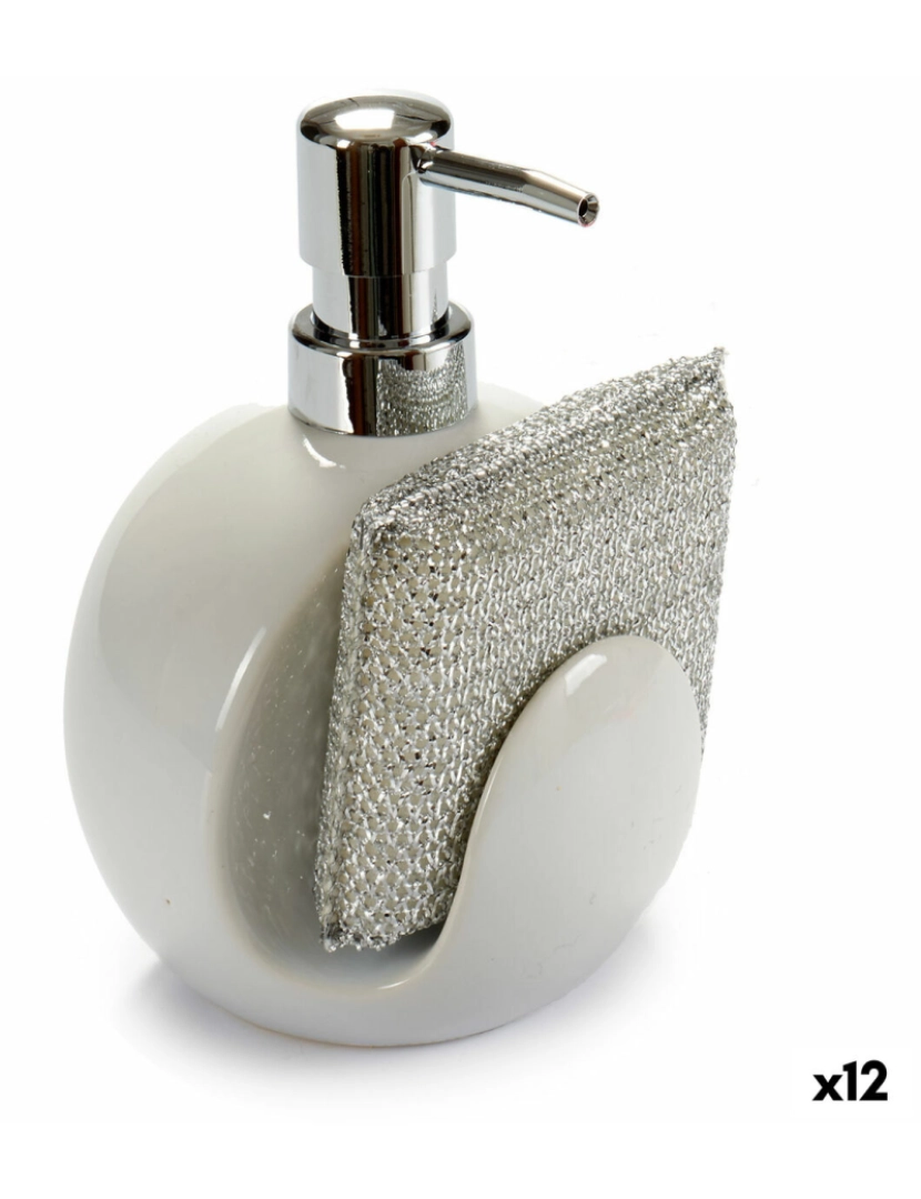 imagem de Dispensador de detergente 2 em 1 para lava-louça Branco Cerâmica 400 ml 9,5 x 15,5 x 11,5 cm (12 Unidades)1