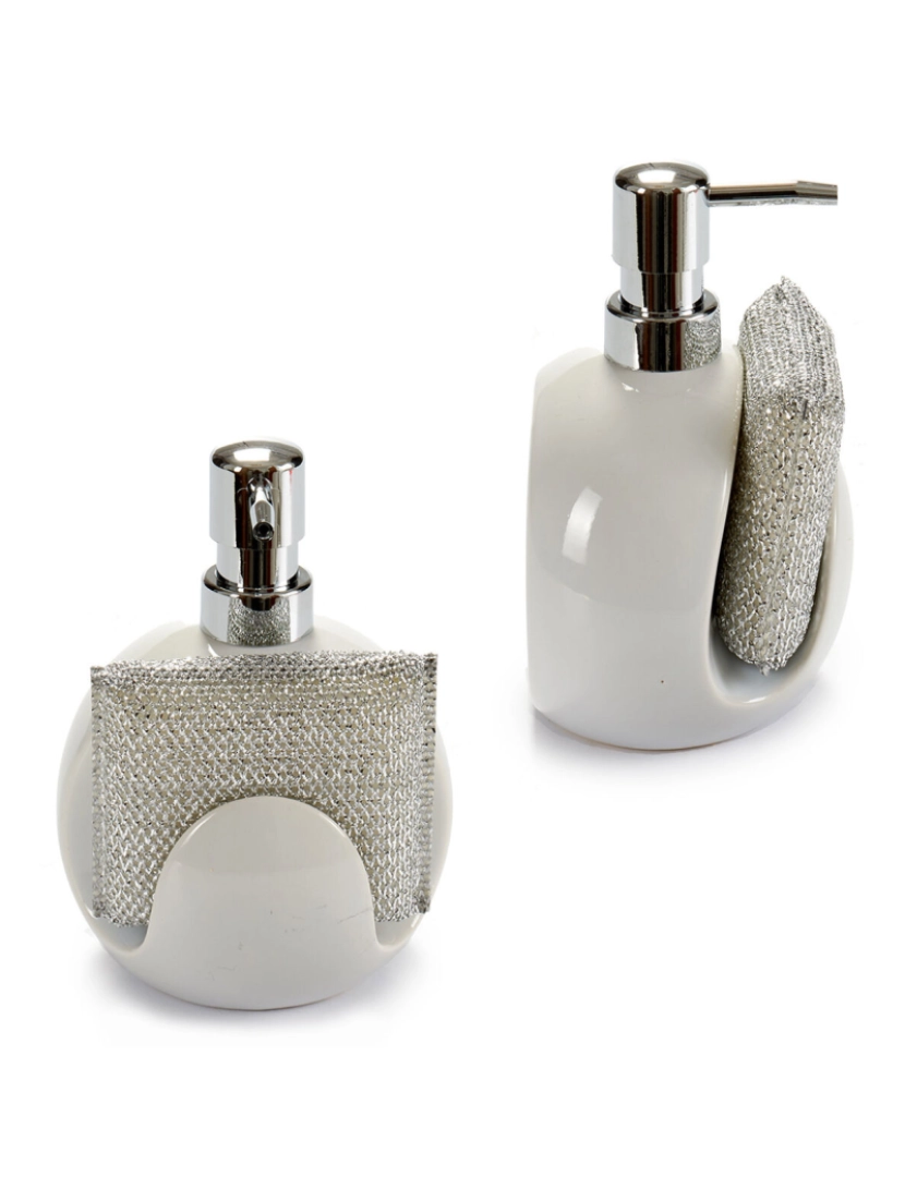imagem de Dispensador de detergente 2 em 1 para lava-louça Branco Cerâmica 400 ml 9,5 x 15,5 x 11,5 cm (12 Unidades)3
