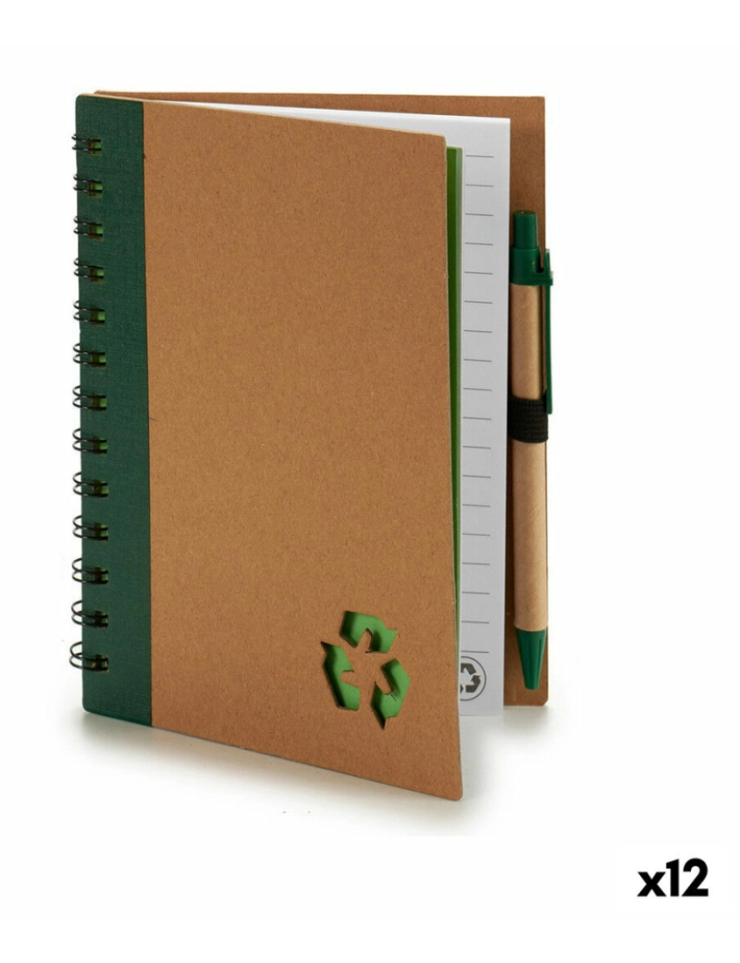 Pincello - Caderno de Argolas com Caneta Cartão Reciclado 1 x 18 x 14 cm (12 Unidades)