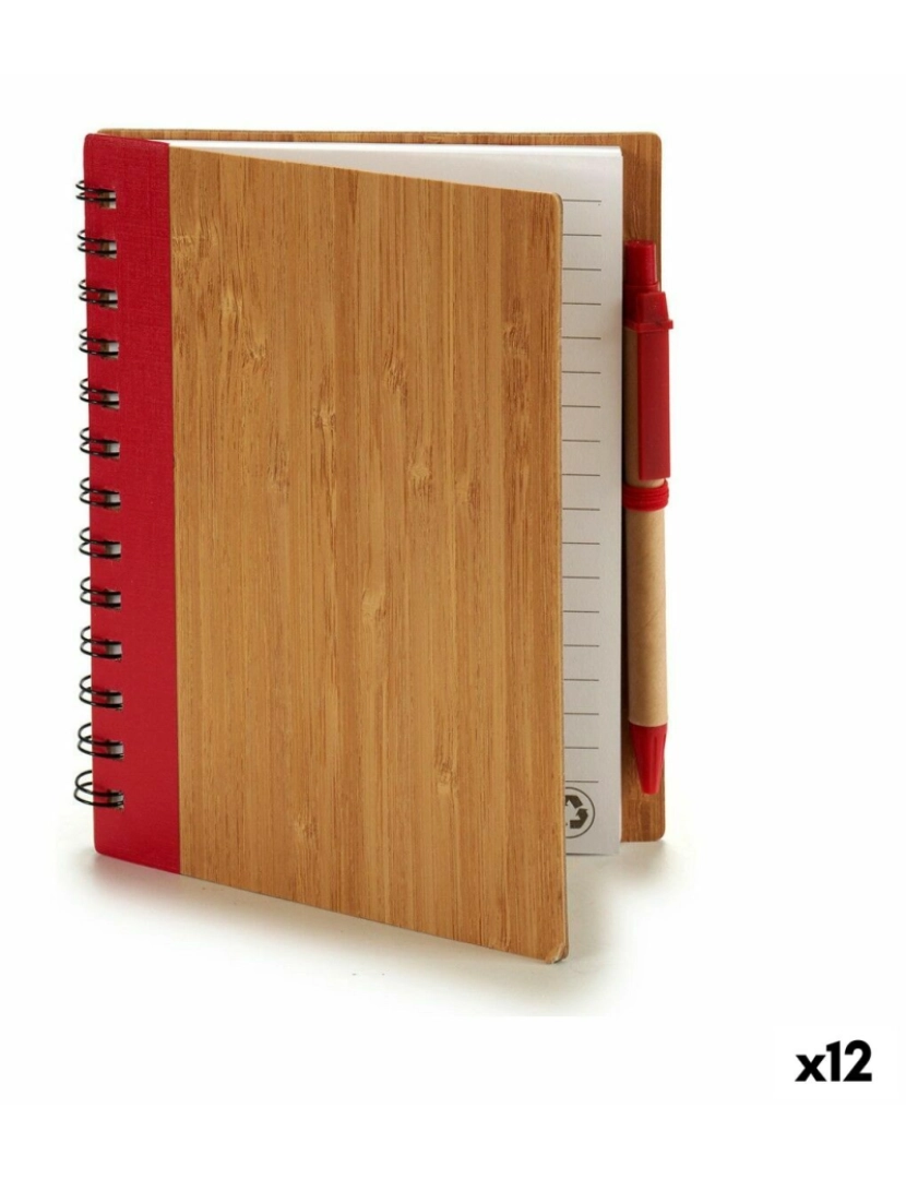 Pincello - Caderno de Argolas com Caneta Bambu 1 x 18 x 14 cm (12 Unidades)