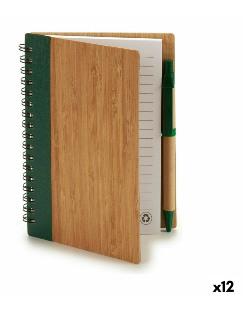 Pincello - Caderno de Argolas com Caneta Bambu 1 x 16 x 12 cm (12 Unidades)