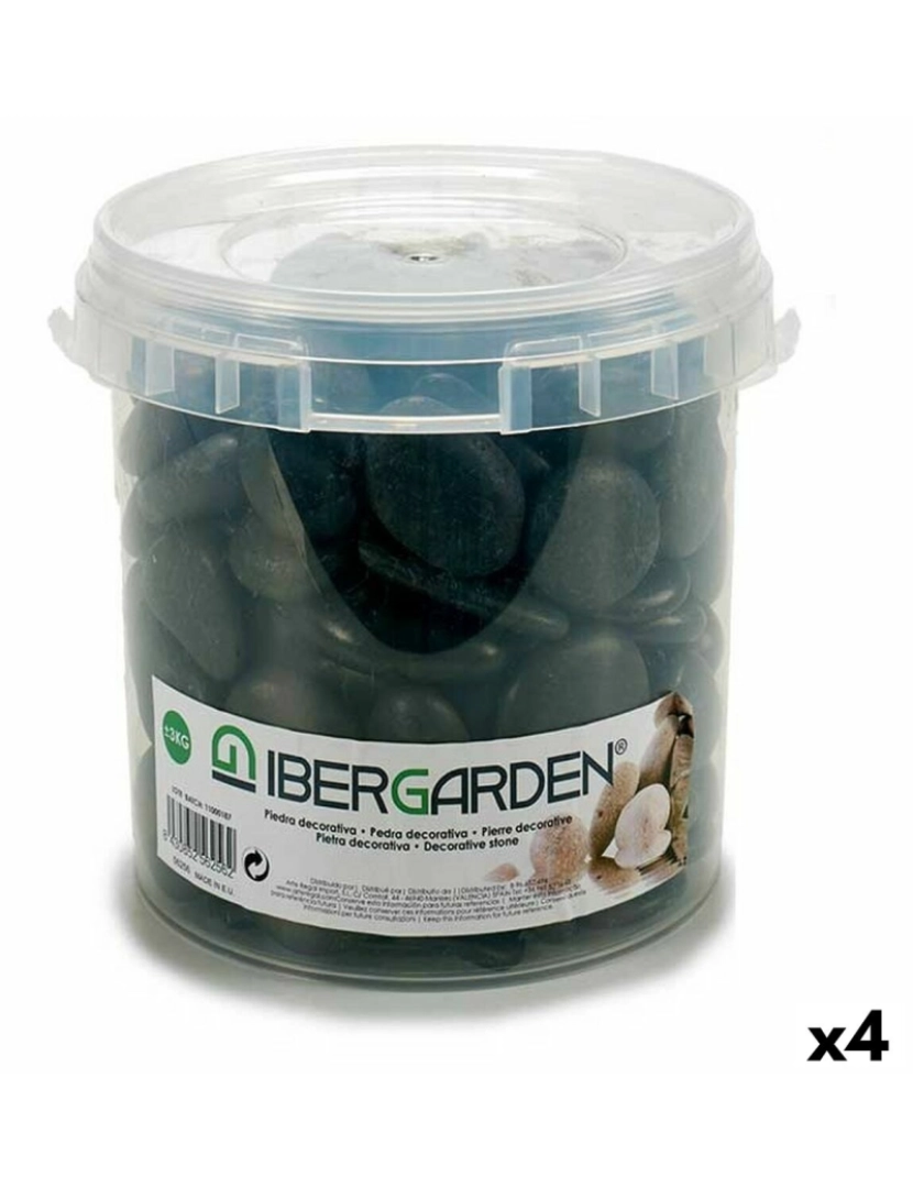 Ibergarden - Pedras Decorativas Médio Preto 3 Kg (4 Unidades)