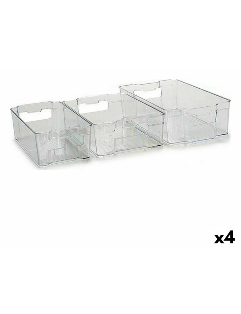 imagem de Conjunto de bandejas de organização Geladeira 3 Peças Transparente Plástico (4 Unidades)1