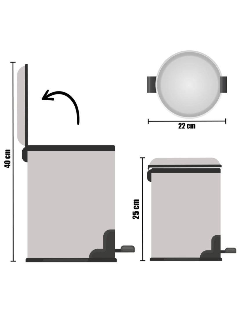 imagem de Papeleira com Pedal Prateado Aço inoxidável Plástico 3 L (6 Unidades)3