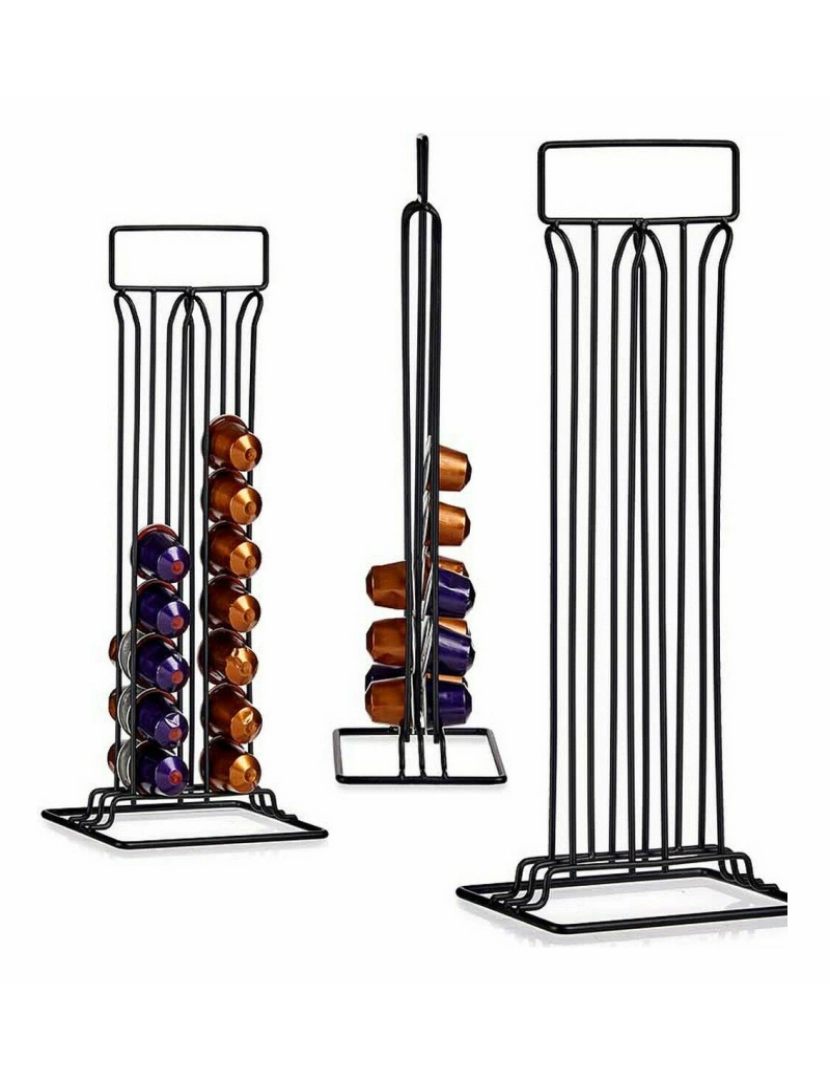 imagem de Organizador de Cápsulas de Café Preto Aço 15,5 x 37,5 x 10 cm (12 Unidades)2