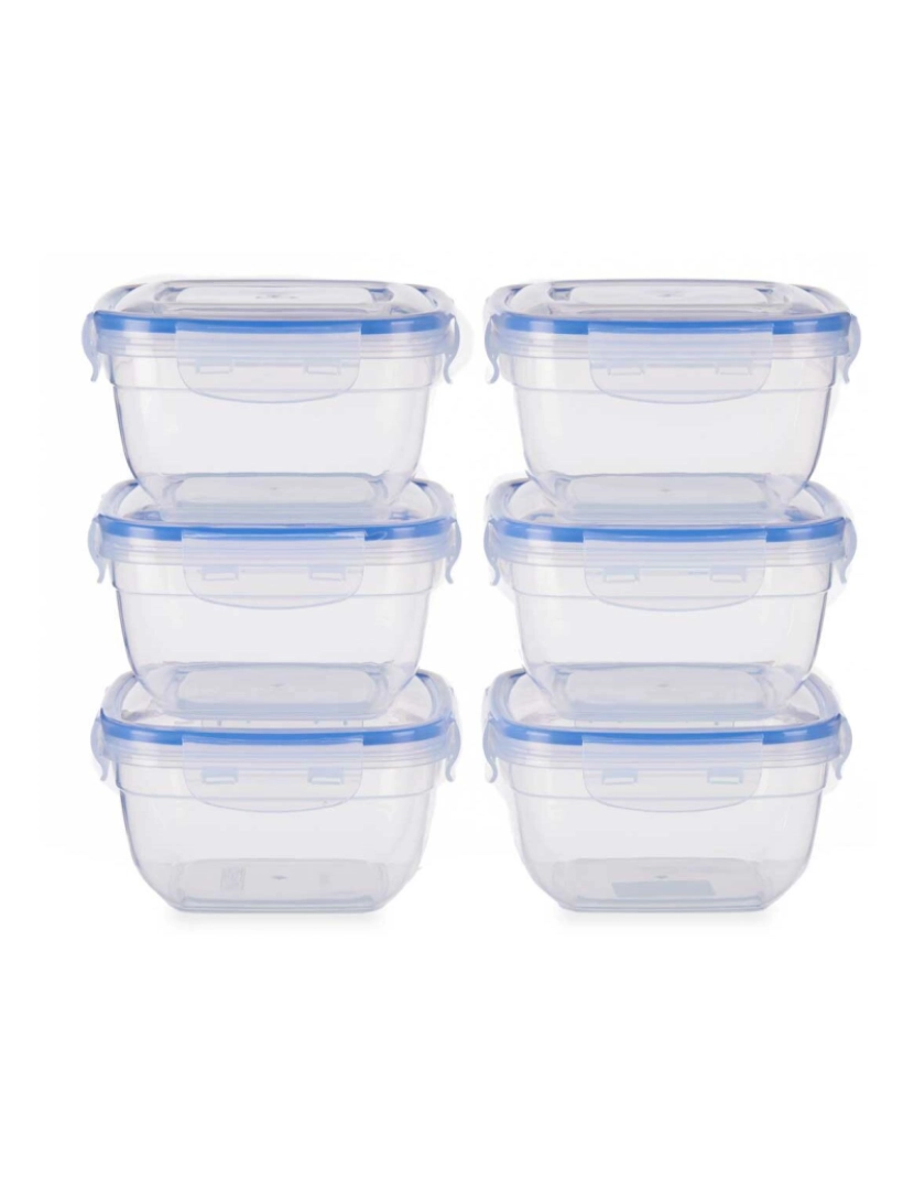 imagem de Conjunto de Lancheiras Hermético Azul Transparente Plástico 900 ml 14,5 x 8,5 x 14,5 cm (8 Unidades)2