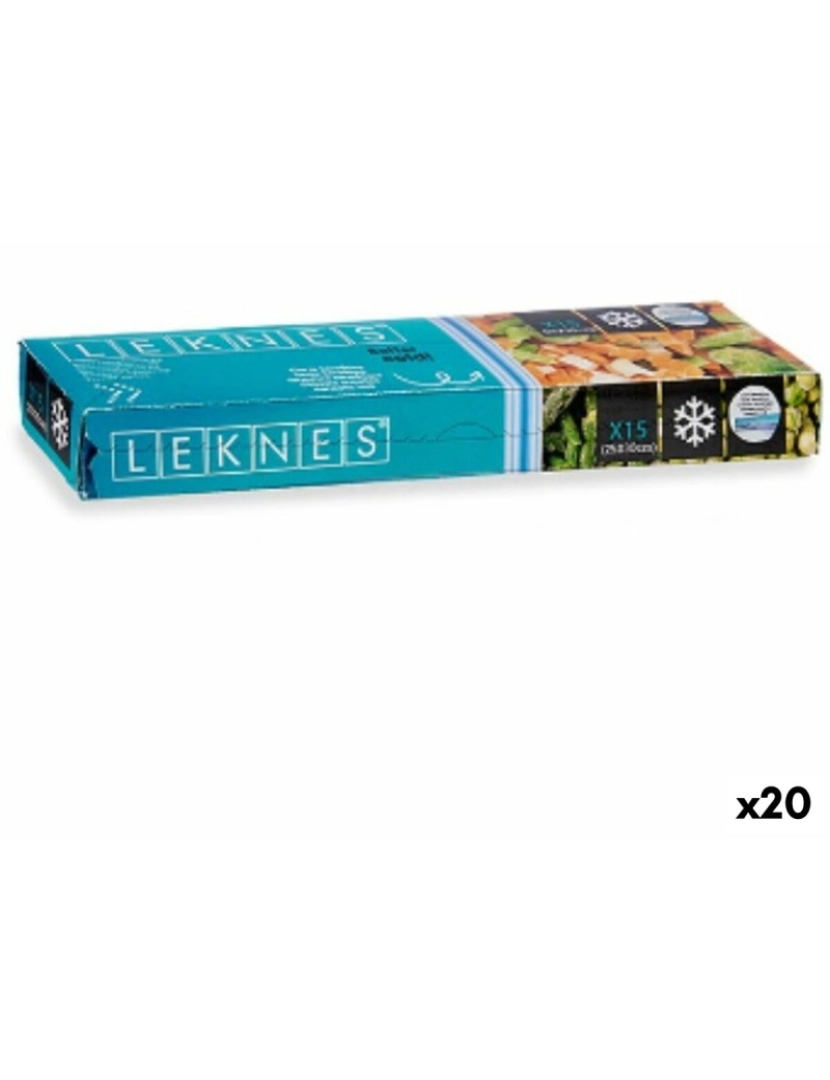 Leknes - Conjunto de Sacos Reutilizáveis para Alimentos ziplock 25 x 30 cm Azul Polietileno 3 L (20 Unidades)