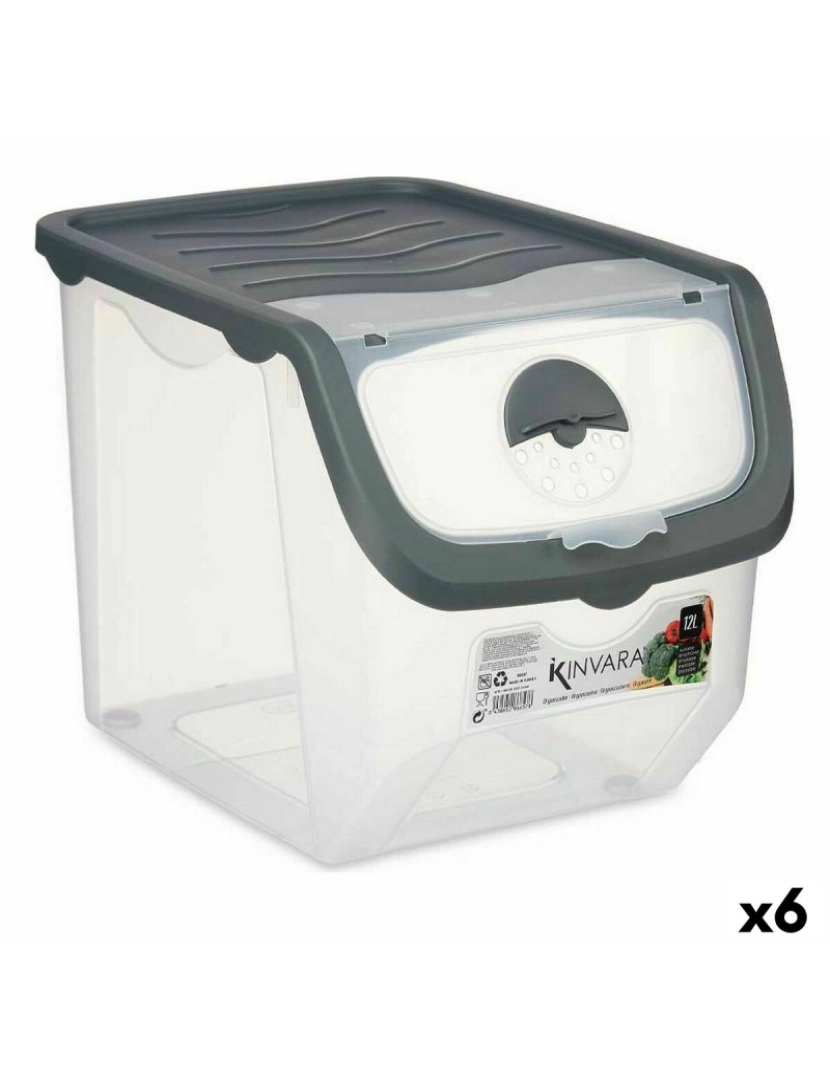 Kinvara - Caixa de Organização Empilhável Antracite Plástico 31 x 24 x 23,5 cm (6 Unidades)