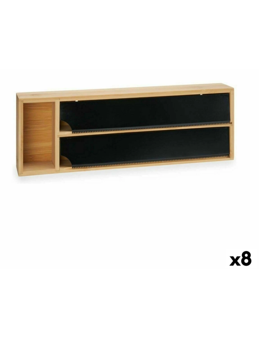 Kinvara - Dispensador de papel Duplo Preto Natural Bambu Aço inoxidável 40 x 7 x 13 cm (8 Unidades)