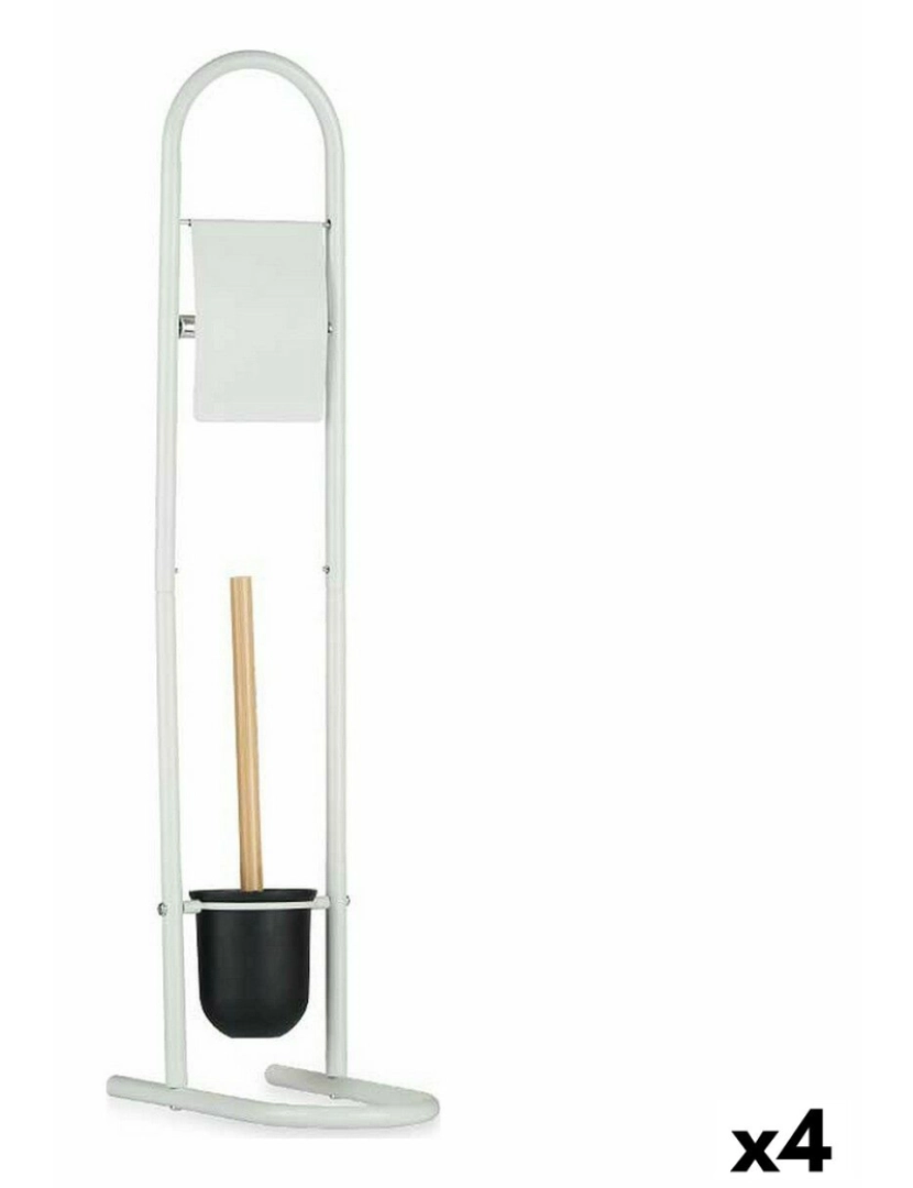 imagem de Porta-Rolos de Papel Higiénico com Suporte para o Piaçaba 16 x 28,5 x 80,8 cm Metal Branco Plástico Bambu (4 Unidades)1