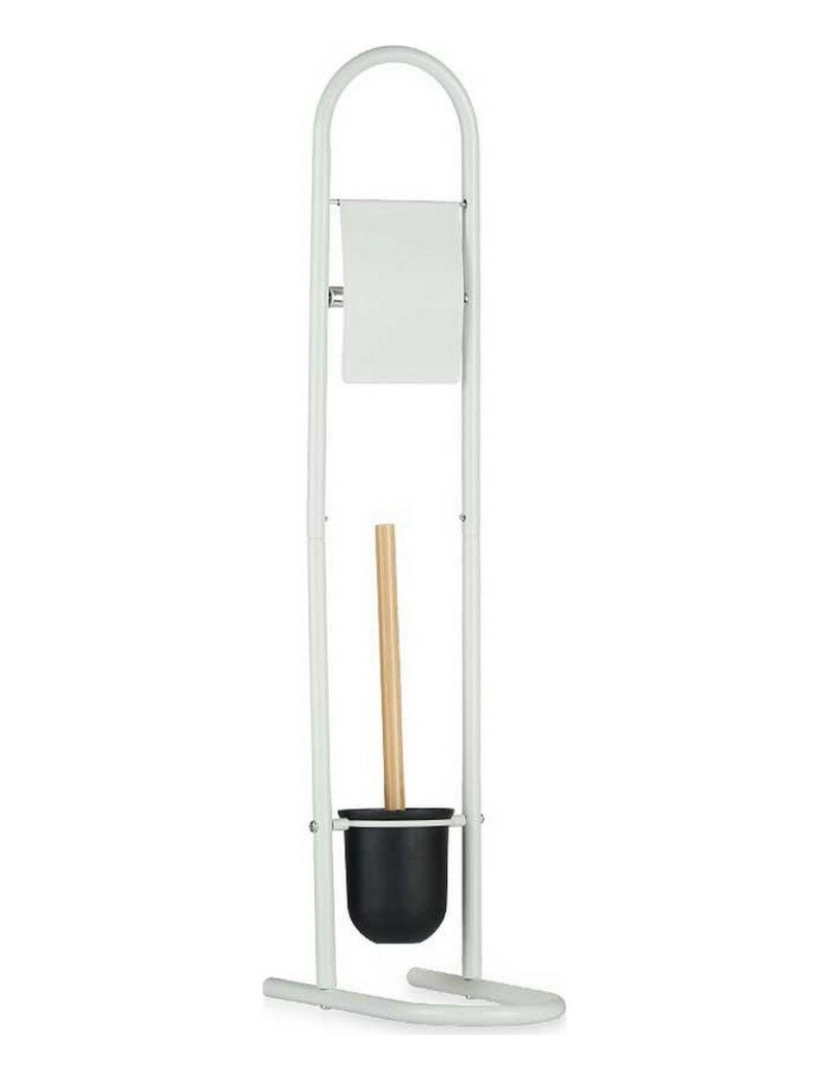 imagem de Porta-Rolos de Papel Higiénico com Suporte para o Piaçaba 16 x 28,5 x 80,8 cm Metal Branco Plástico Bambu (4 Unidades)2