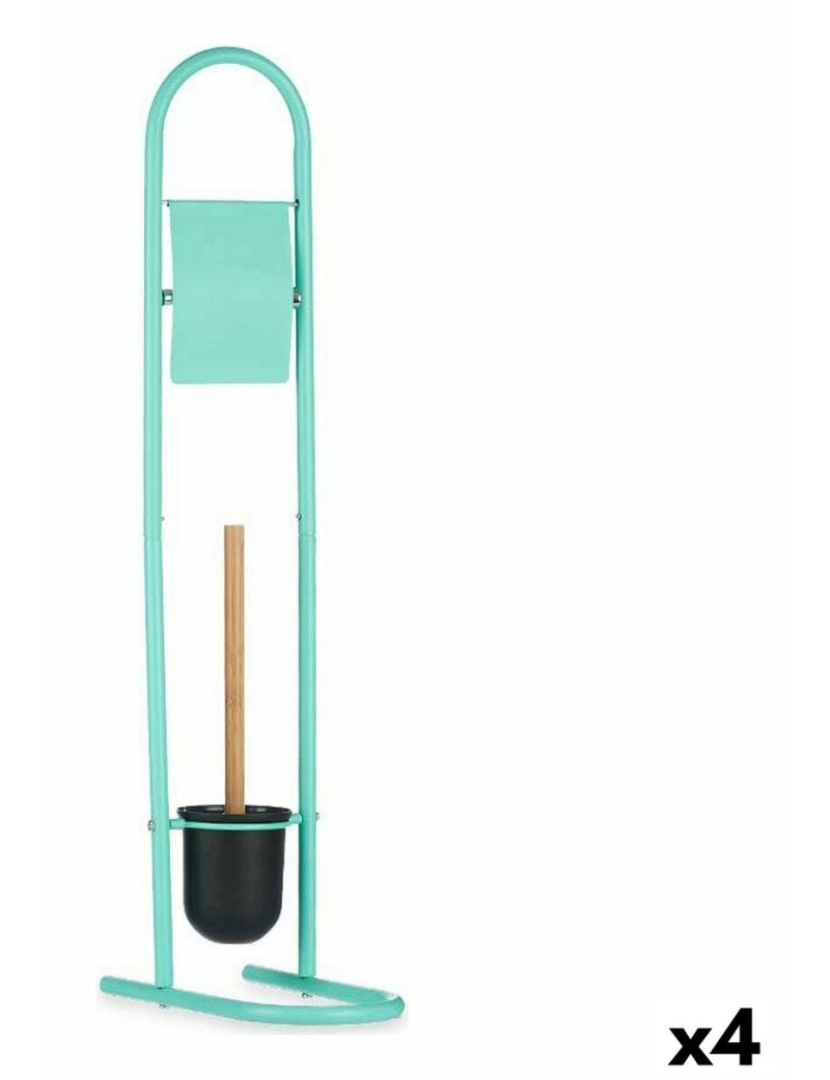 Berilo - Porta-Rolos de Papel Higiénico com Suporte para o Piaçaba 16 x 28,5 x 80,8 cm Metal Menta Plástico Bambu (4 Unidades)