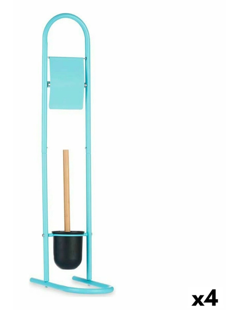 Berilo - Porta-Rolos de Papel Higiénico com Suporte para o Piaçaba 16 x 28,5 x 80,8 cm Azul Metal Plástico Bambu (4 Unidades)