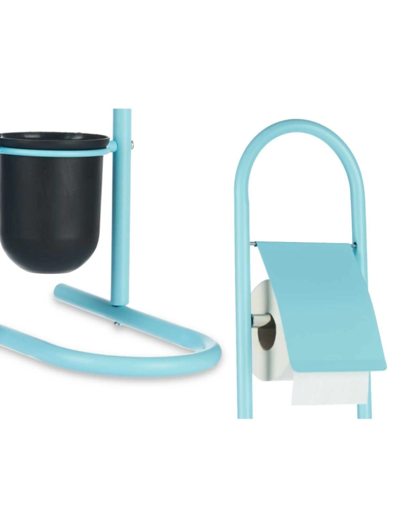 imagem de Porta-Rolos de Papel Higiénico com Suporte para o Piaçaba 16 x 28,5 x 80,8 cm Azul Metal Plástico Bambu (4 Unidades)3