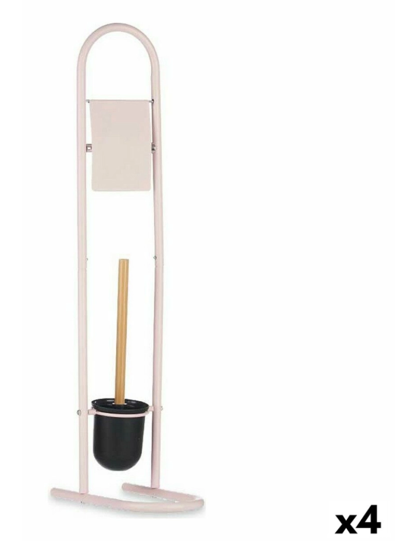 Berilo - Porta-Rolos de Papel Higiénico com Suporte para o Piaçaba 16 x 28,5 x 80,8 cm Cor de Rosa Metal Plástico Bambu (4 Unidades)