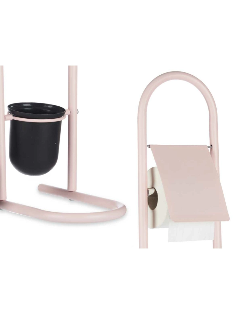 imagem de Porta-Rolos de Papel Higiénico com Suporte para o Piaçaba 16 x 28,5 x 80,8 cm Cor de Rosa Metal Plástico Bambu (4 Unidades)3
