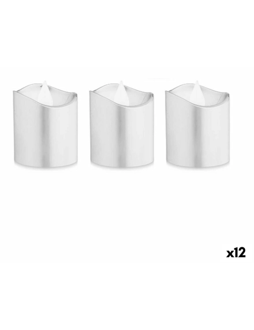 Gift Decor - Conjunto de Velas LED Prateado 3,7 x 3,7 x 5 cm (12 Unidades)