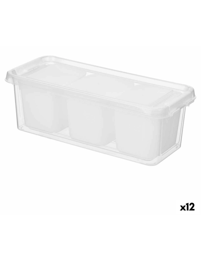 Kinvara - Organizador para Frigorífico Branco Transparente Plástico 28,2 x 8,8 x 12 cm (12 Unidades)