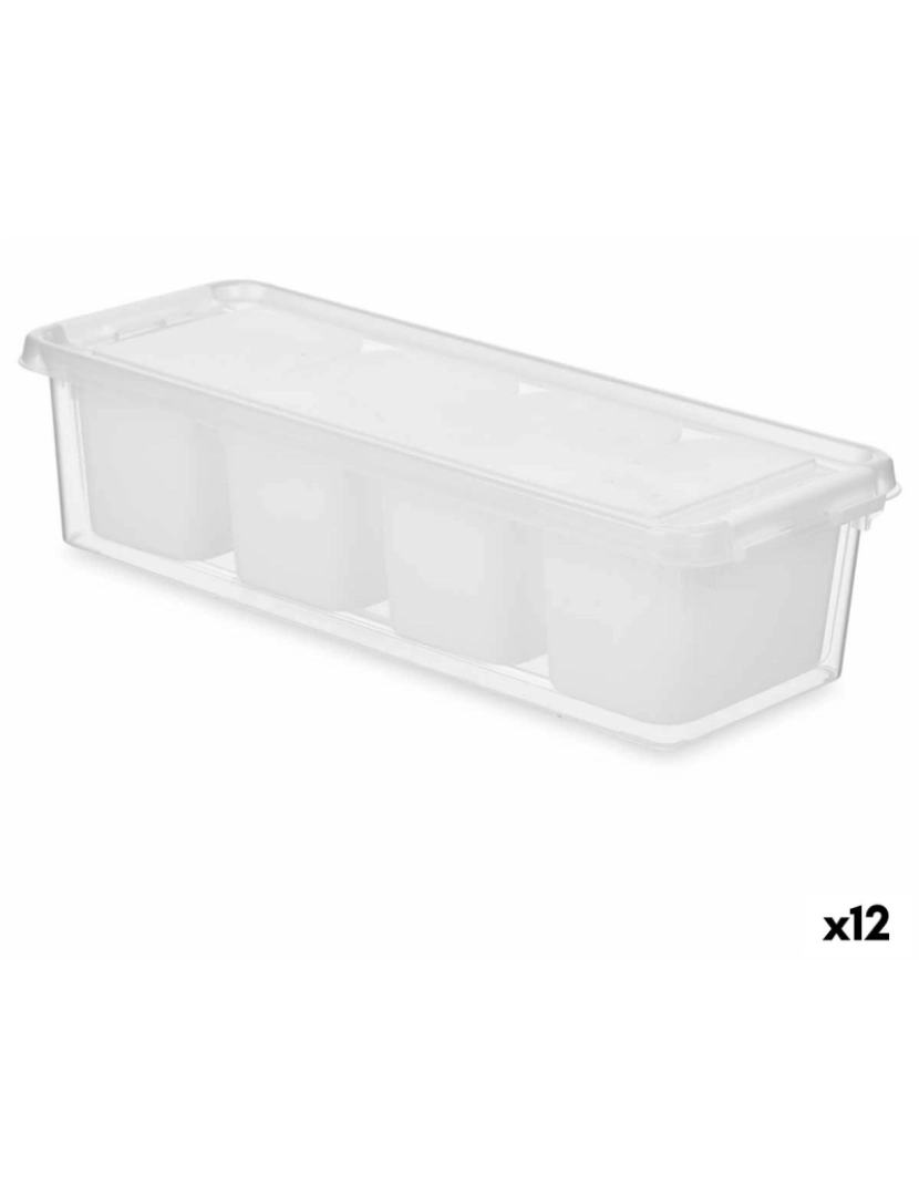 Kinvara - Organizador para Frigorífico Branco Transparente Plástico 37,5 x 9 x 14,3 cm (12 Unidades)