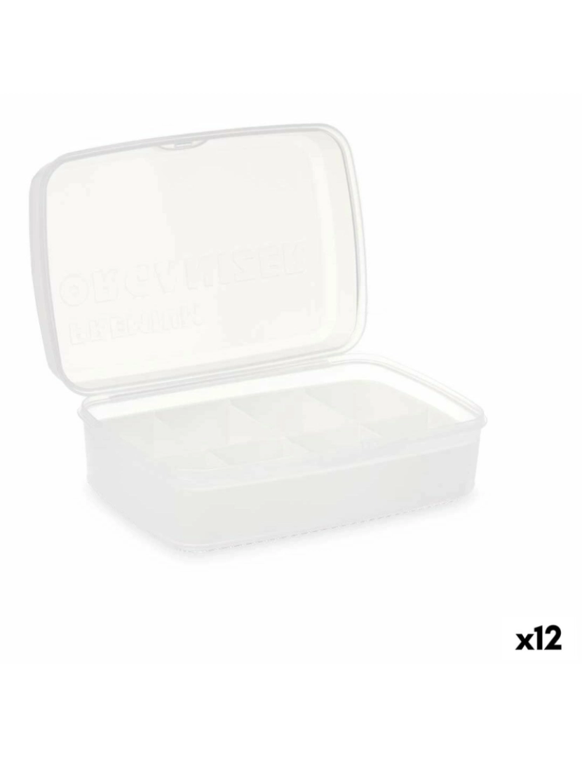 imagem de Caixa de Armazenagem com Tampa Branco Transparente Plástico 21,5 x 8,5 x 15 cm (12 Unidades)1