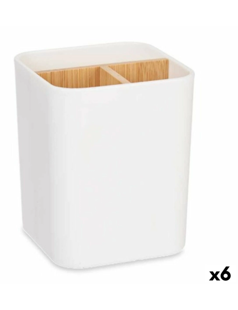 Berilo - Suporte para a escova de Dentes Branco Bambu Polipropileno 9 x 11 x 9 cm (6 Unidades)