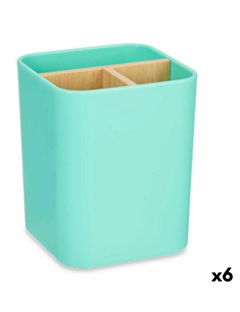 Berilo - Suporte para a escova de Dentes Verde Bambu Polipropileno 9 x 11 x 9 cm (6 Unidades)