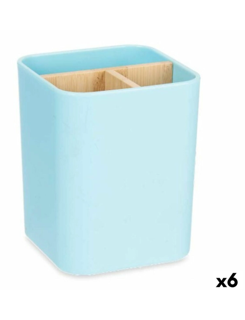 Berilo - Suporte para a escova de Dentes Azul Bambu Polipropileno 9 x 11 x 9 cm (6 Unidades)