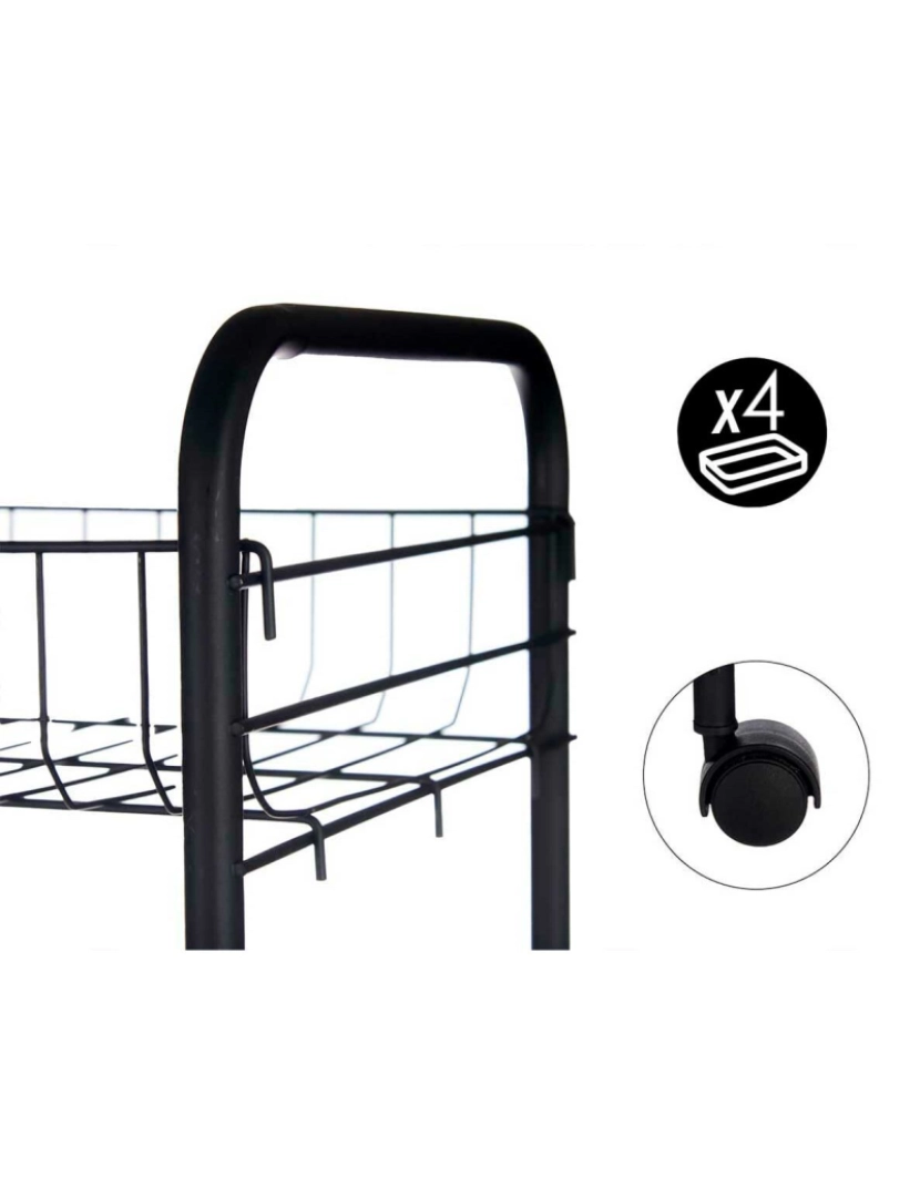 imagem de Carrinho de Vegetais Preto Metal Plástico 37 x 27 x 63 cm (4 Unidades)4