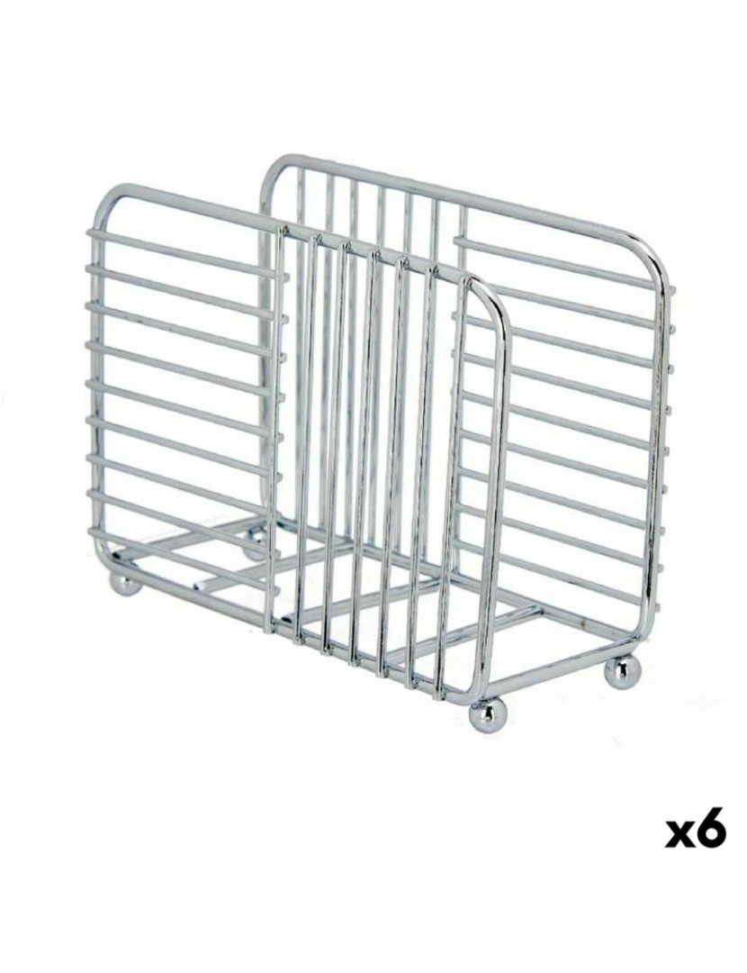 Kinvara - Porta-guardanapos Prateado Metal 14,5 x 11,5 x 6,5 cm (6 Unidades)