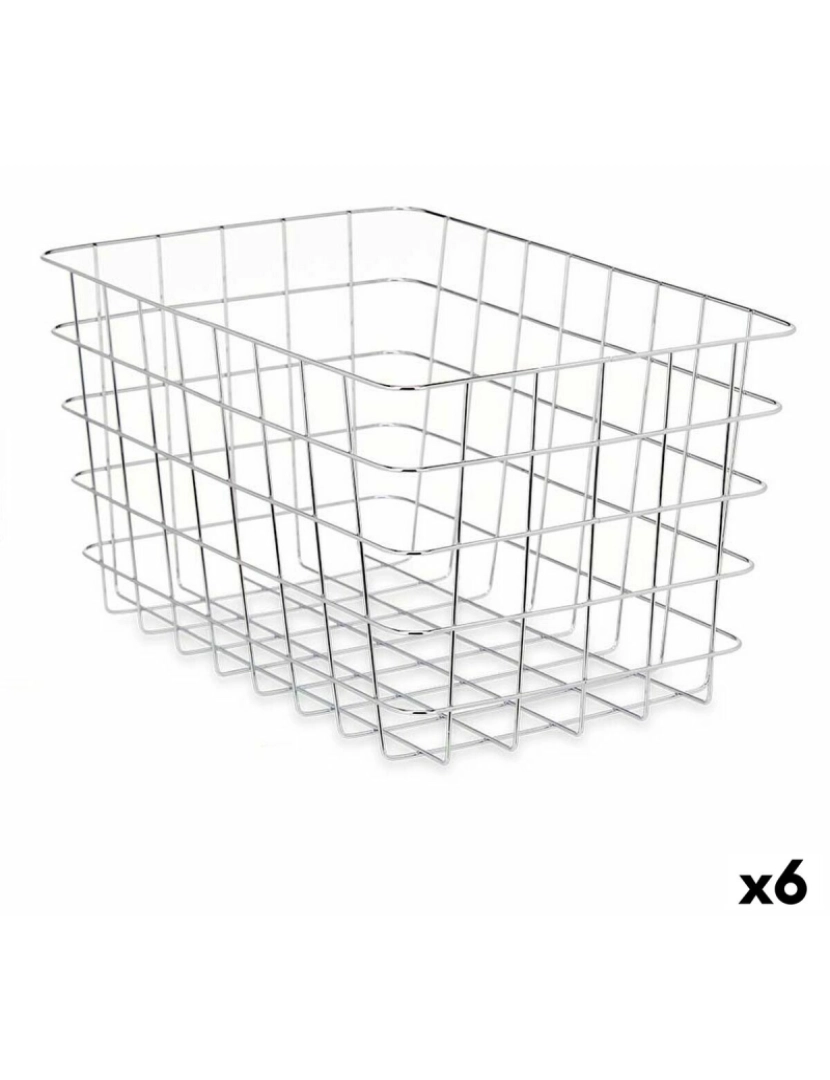 Kinvara - Cesta Multiusos Retangular Prateado Metal 38 x 21 x 26 cm (6 Unidades)