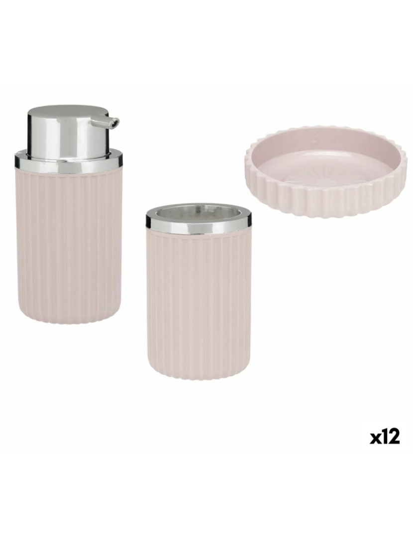 Berilo - Conjunto de Banho Cor de Rosa Plástico (12 Unidades)