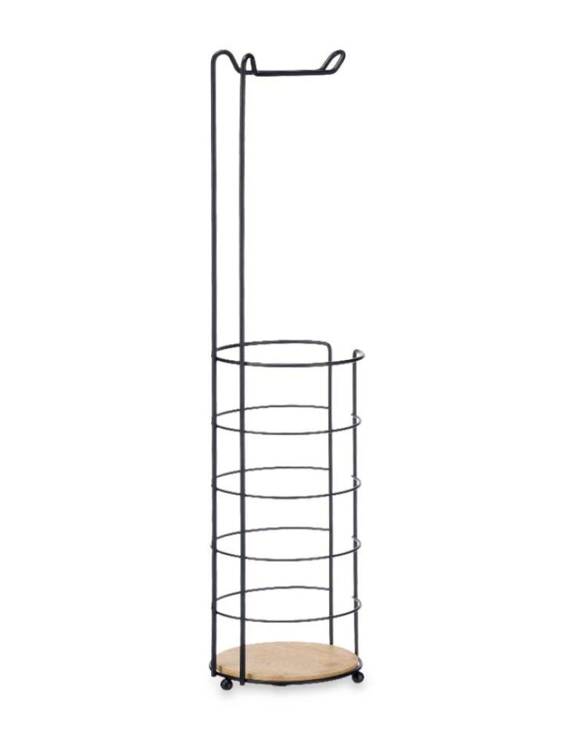 imagem de Porta-Rolos de Papel Higiénico Preto Metal Bambu 16,5 x 63,5 x 16,5 cm (4 Unidades)2