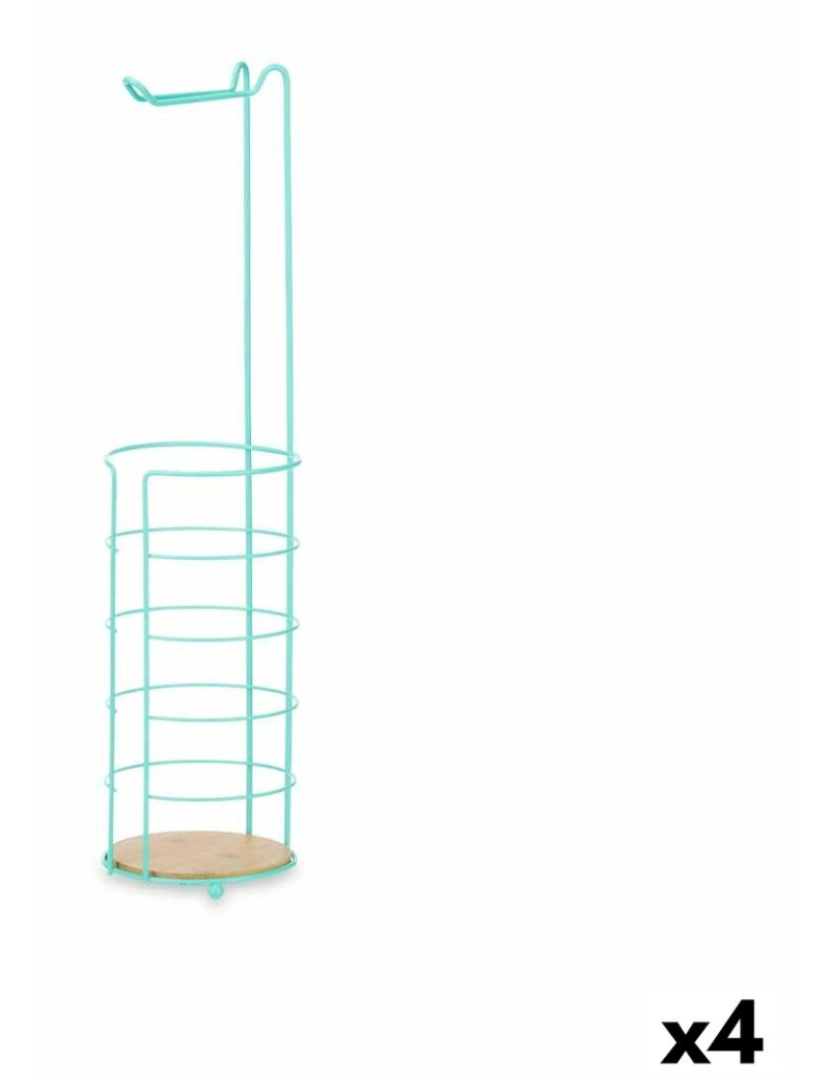 Berilo - Porta-Rolos de Papel Higiénico Menta Metal Bambu 16,5 x 63,5 x 16,5 cm (4 Unidades)