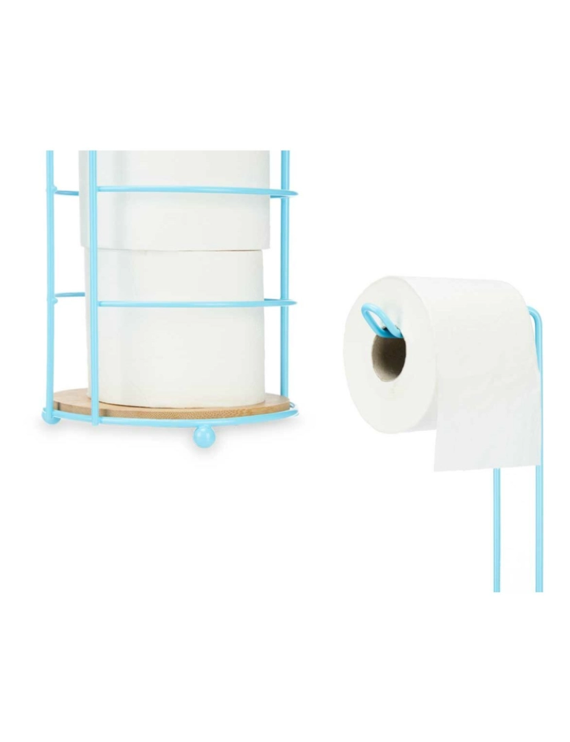 imagem de Porta-Rolos de Papel Higiénico Azul Metal Bambu 16,5 x 63,5 x 16,5 cm (4 Unidades)3